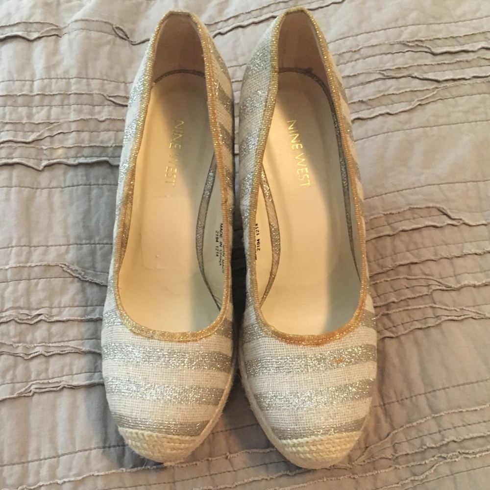 ✨Sparkle Stripe Espadrille Wedges